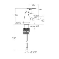 New fly" bidet mixer, black, without pop-up waste.