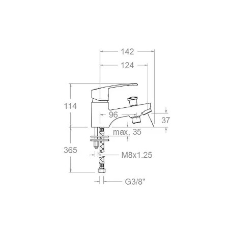 New fly" single-hole bath/shower mixer.