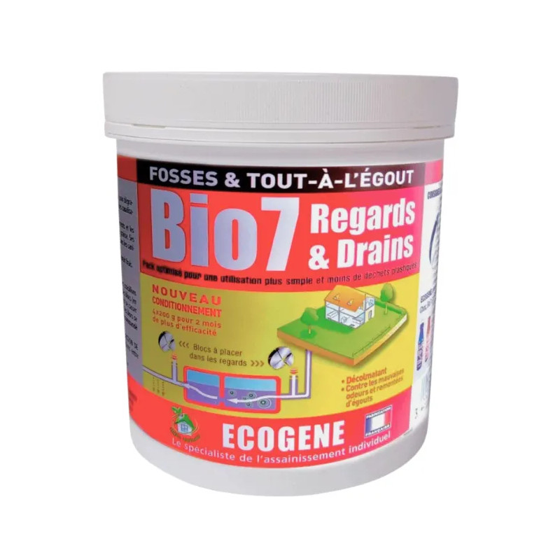 Regards et drains fosse sceptique et tout à l'égout, BIO 7, 800g