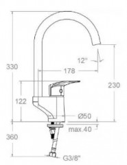 Mitigeur d'évier haut "New fly", hauteur 330mm.