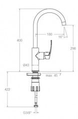 Miscelatore per lavello "New fly", altezza 400 mm.