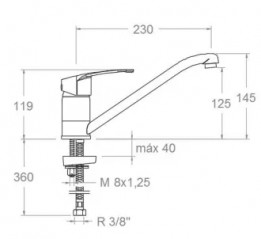 New fly" low-spout sink mixer, 154mm high.