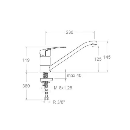 Miscelatore per lavello basso "New fly", altezza 154 mm.