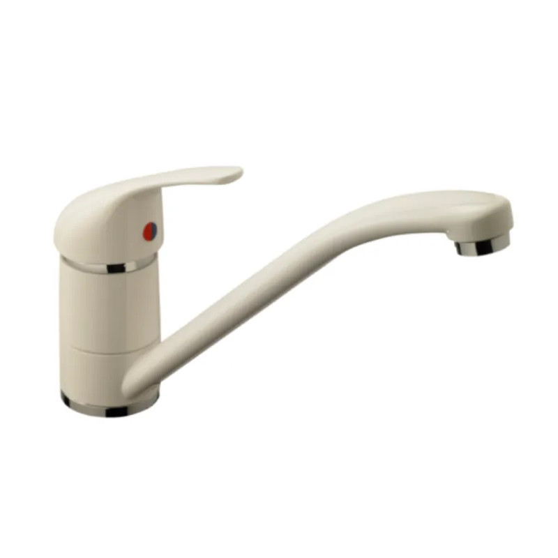 Kitchen faucet, single-hole low spout, eco high-gloss white