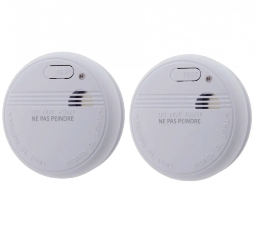 Set of 2 NF smoke detectors, 5-year autonomy, with batteries