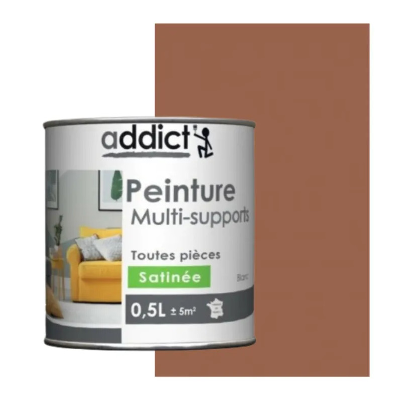 Multi-substrate acrylic paint for interior decoration, satin taupe, 0.5 liter