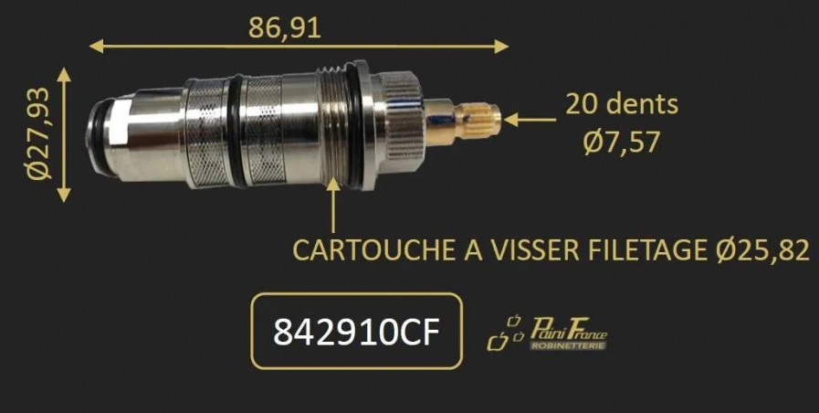 Thermostatic cartridge for CUBRA CONFORT and CUBRA SELECT shower columns