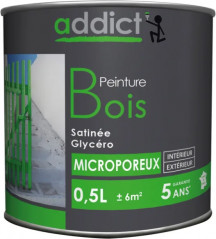 Peinture spéciale bois glycéro, noir satin, 0,5L.