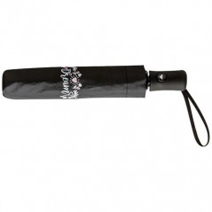 Self-opening black umbrella with motifs