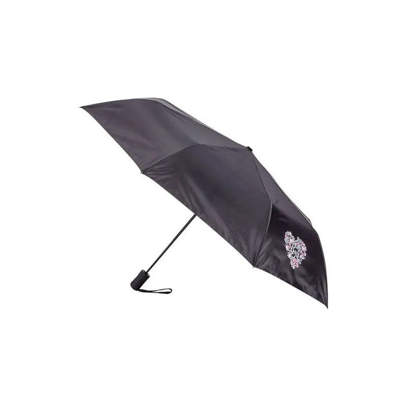 Self-opening black umbrella with motifs