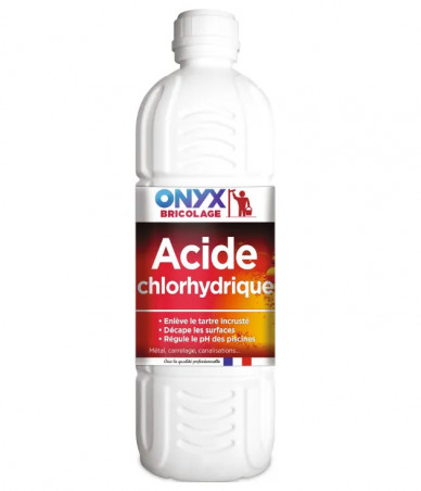 Acide chlorhydrique ONYX 23%, pour métal, carrelage et canalisations,1 litre