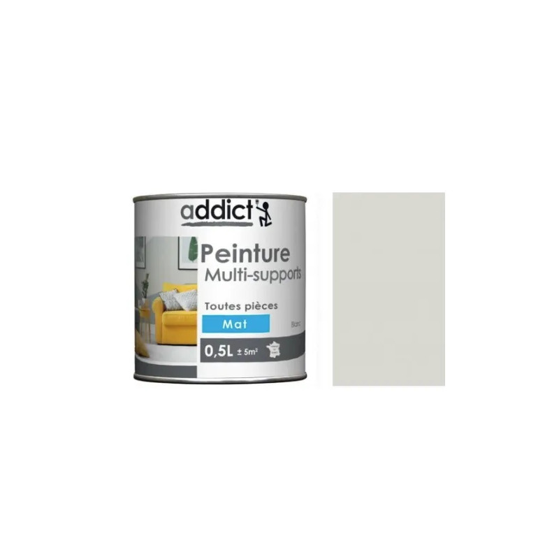 Peinture acrylique multi supports, cendre mat , 0,5 litre.