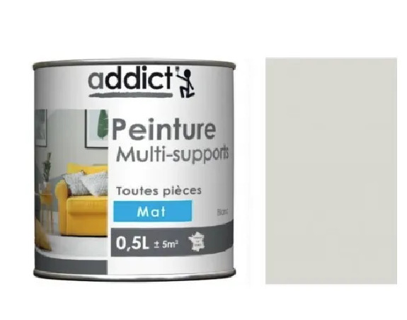 Peinture acrylique multi supports, cendre mat , 0,5 litre.