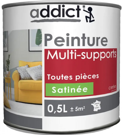 Peinture acrylique multi supports, cerise satin, 0,5 litre.