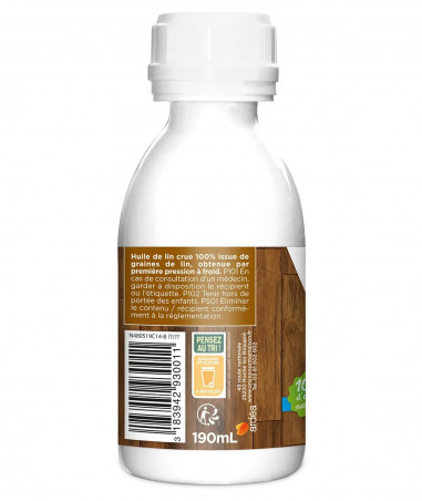 Aceite de linaza, protección y cuidado de la madera y suelos porosos, 190 ml