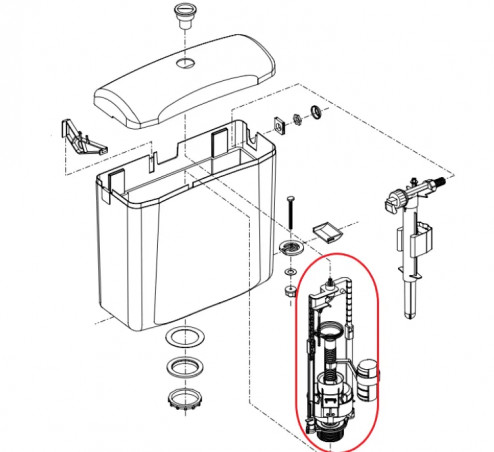 Spülmechanismus für Aufputz-Spülkasten Selles, Wisa 800