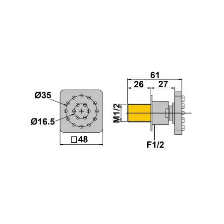 High-flow hydromassage swivel side shower, square.