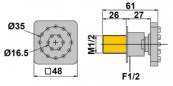 High-flow hydromassage swivel side shower, square.