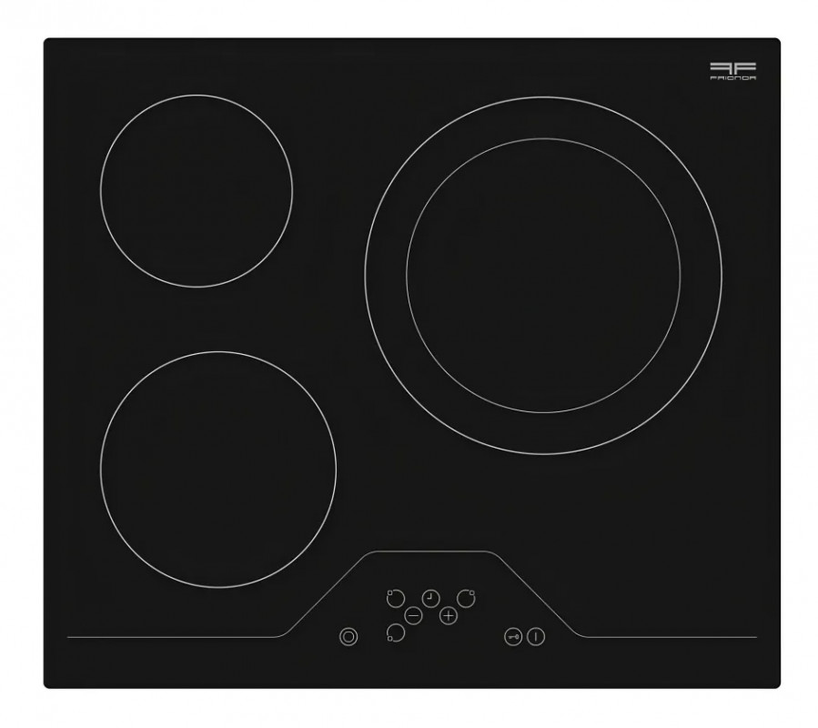 Built-in hob, 3-zone ceramic glass cooktop with touch-sensitive controls, black