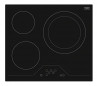 Built-in hob, 3-zone ceramic glass cooktop with touch-sensitive controls, black