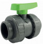 Double union PVC pressure valve, 40mm diameter.