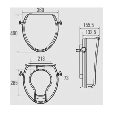 Rehausse WC 10cm avec couvercle.