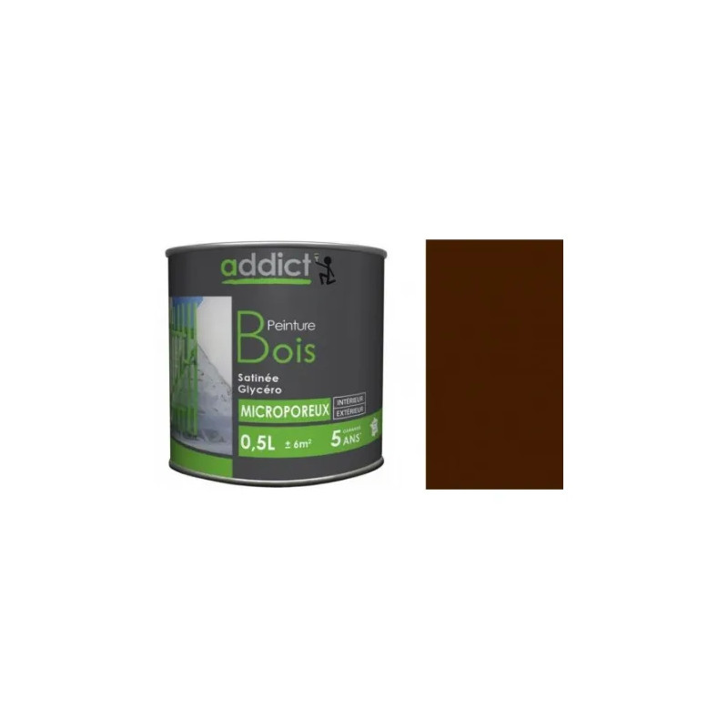 Peinture spéciale bois glycéro, Brun satin, 0,5 litre.