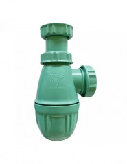 Siphon de lavabo en filet de pêche recyclé OCEAN\'UP, hauteur réglable, sortie D. 32 mm, vert