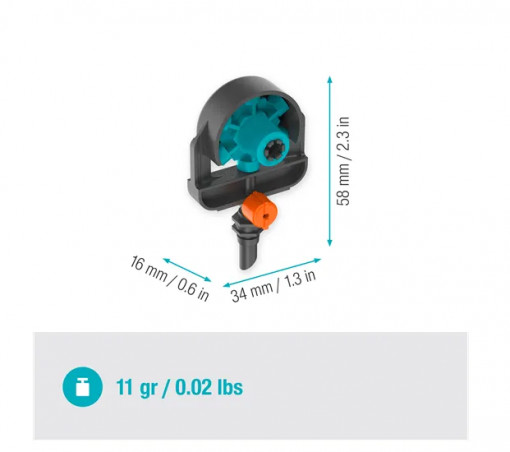 Micro-asperseur d\'extrémité de plate-bande pour arrosage surface étroite, 5 pièces