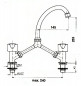 Chromium-plated bridge basin faucet, variable spacing, brass cross-bars, movable tube spout