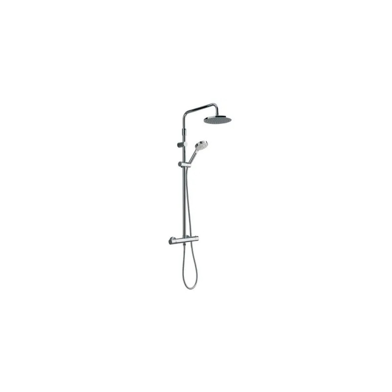 Shower column with thermostatic faucet, 20cm shower head and 3-spray hand shower.