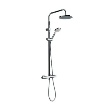 Colonne de douche avec robinet thermostatique, pomme de 20cm et douchette 3 jets.