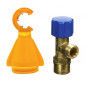 Stop valve 15x21 (1/2") - 12x17 (3/8") with support, for EVO 30670U and BI-DEBIT 30750U support frames