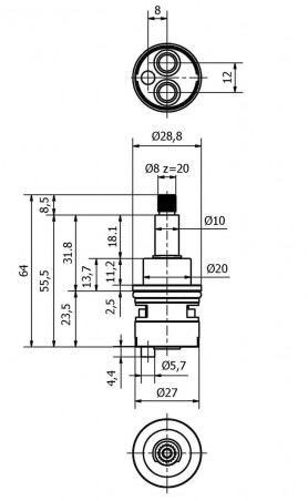 Cartouche inverseur pour mitigeur FASHIONTHERM