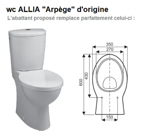 Abattant pour wc de marque ALLIA, modèle Arpège, Charming