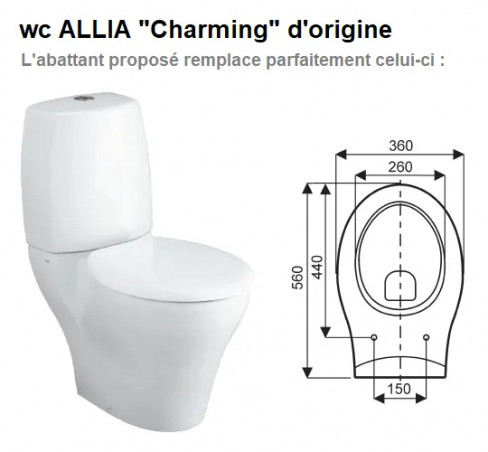 Abattant pour wc de marque ALLIA, modèle Arpège, Charming