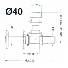 Valvola automatica antitraboccamento "Glu-Glu Stop" per lavabo e bidet, diametro 40 mm