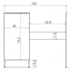 Armario bajo individual 40cm, para cocina americana de 1m, con lateral