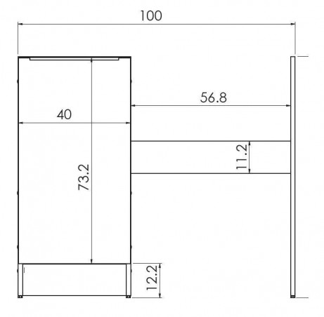 Armario bajo individual 40cm, para cocina americana de 1m, con lateral