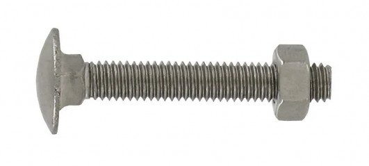 Boulon tête ronde à collet carré en inox A2 6x40mm, 4 pièces.