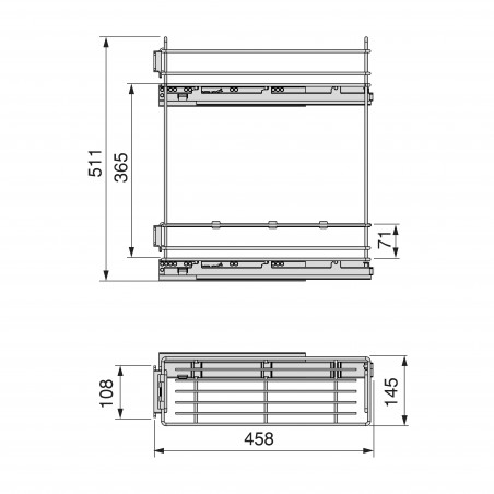 PORTE-BOUTEILLE EXTRACTIBLE MODULE 200MM AMORTIE ACIER CHROME