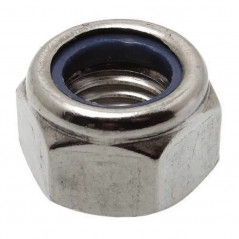 Ecrou hexagonale indesserrables en inox A4 diamètre 10mm, 4 pièces.