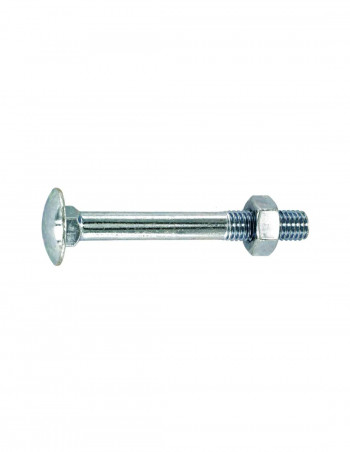 Bullone a testa tonda con collare quadrato in acciaio zincato 6x30 mm, 5 pz.