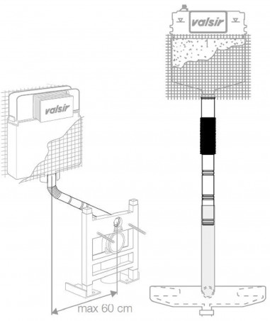 Tube flexible avec rallonge HDPE pour bâti-support Valsir