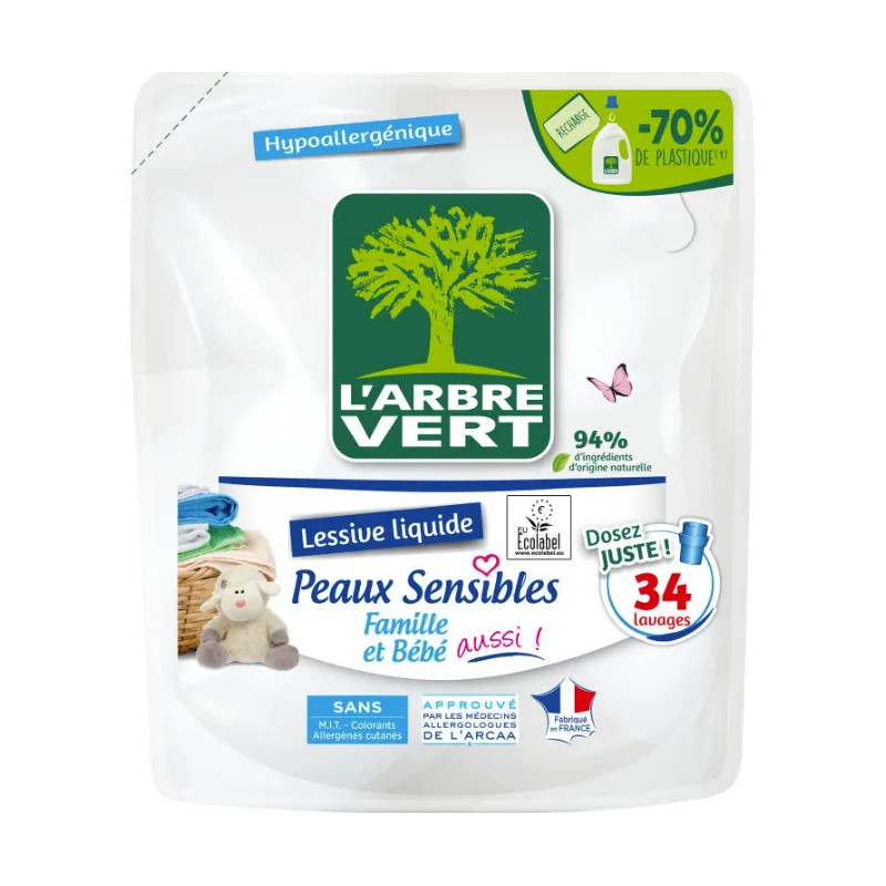 Recharge lessive liquide peaux sensibles 1.5L. 