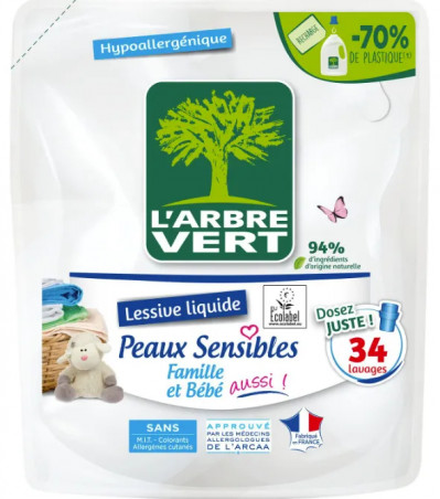 Recharge lessive liquide peaux sensibles 1.5L. 