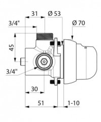 Miscelatore Tempomix a vista per pannelli da 1 a 10 mm.