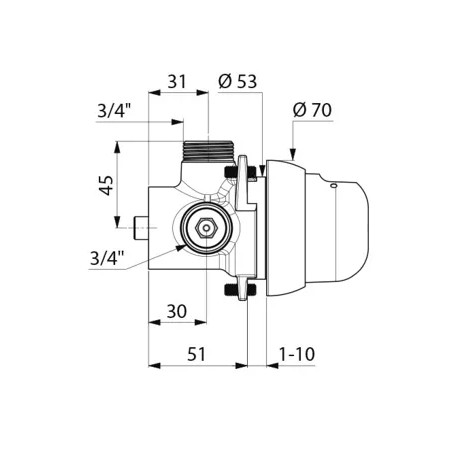 Exposed Tempomix mixing valve for 1 to 10mm panels.