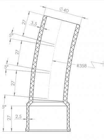 Coude multi-angles 5°/10°/15° mâle femelle PVC diamètre 40mm.