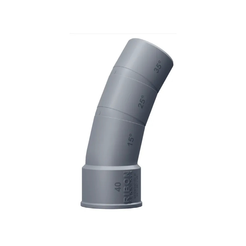 Multi-angle elbow 15°/25°/35° male female PVC diameter 40mm.